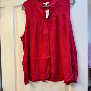 Maurices Sleeveless Button-Front Red Blouse